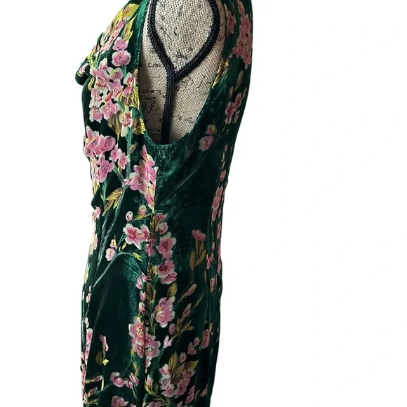 Floral Midi Dress in Green and Pink - Picture 2 of 5